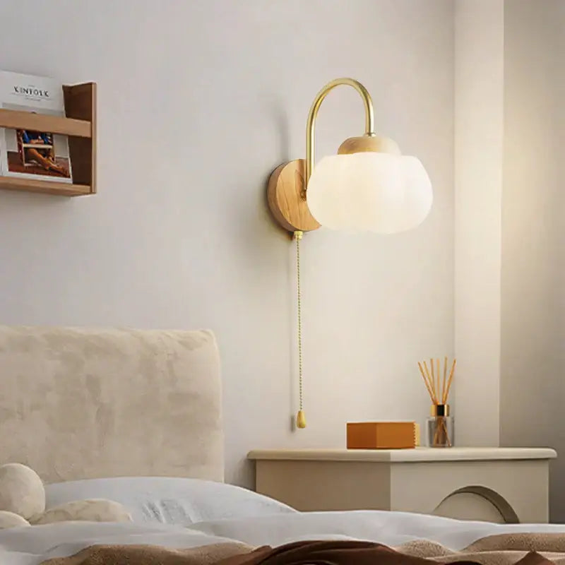 Decorbites cotton led wall lamps brass wood cloud sconce bedroom