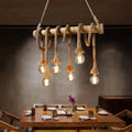 Rustic bamboo and country hemp rope chandelier – dining room light