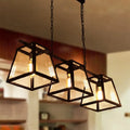 Industrial black metal island pendant light kitchen glass lanterns