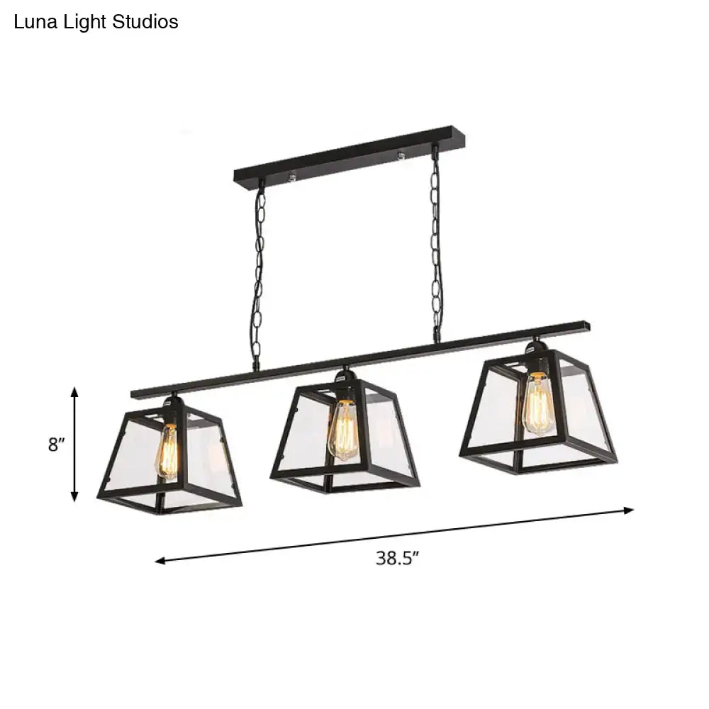 Industrial black metal island pendant light kitchen glass lanterns