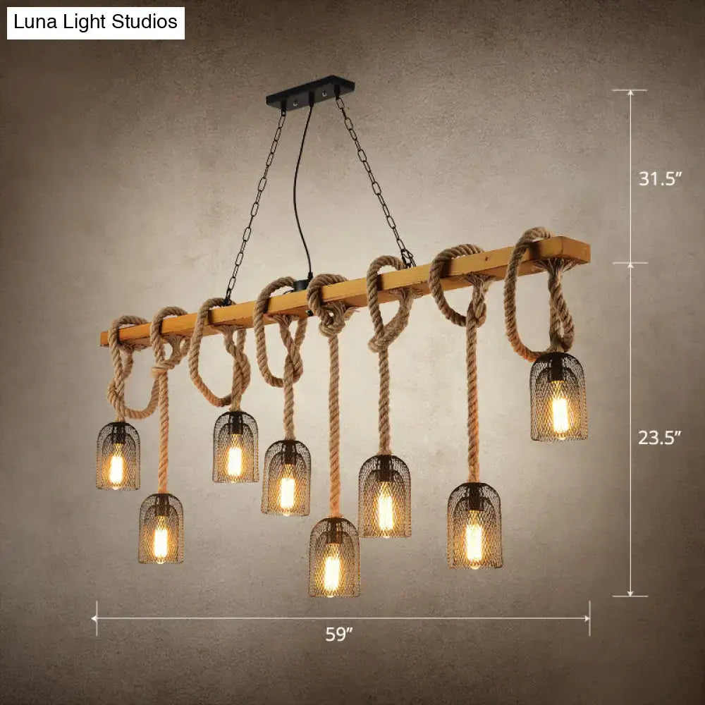 Rustic countryside mesh hanging pendant lamp dining room wood beam