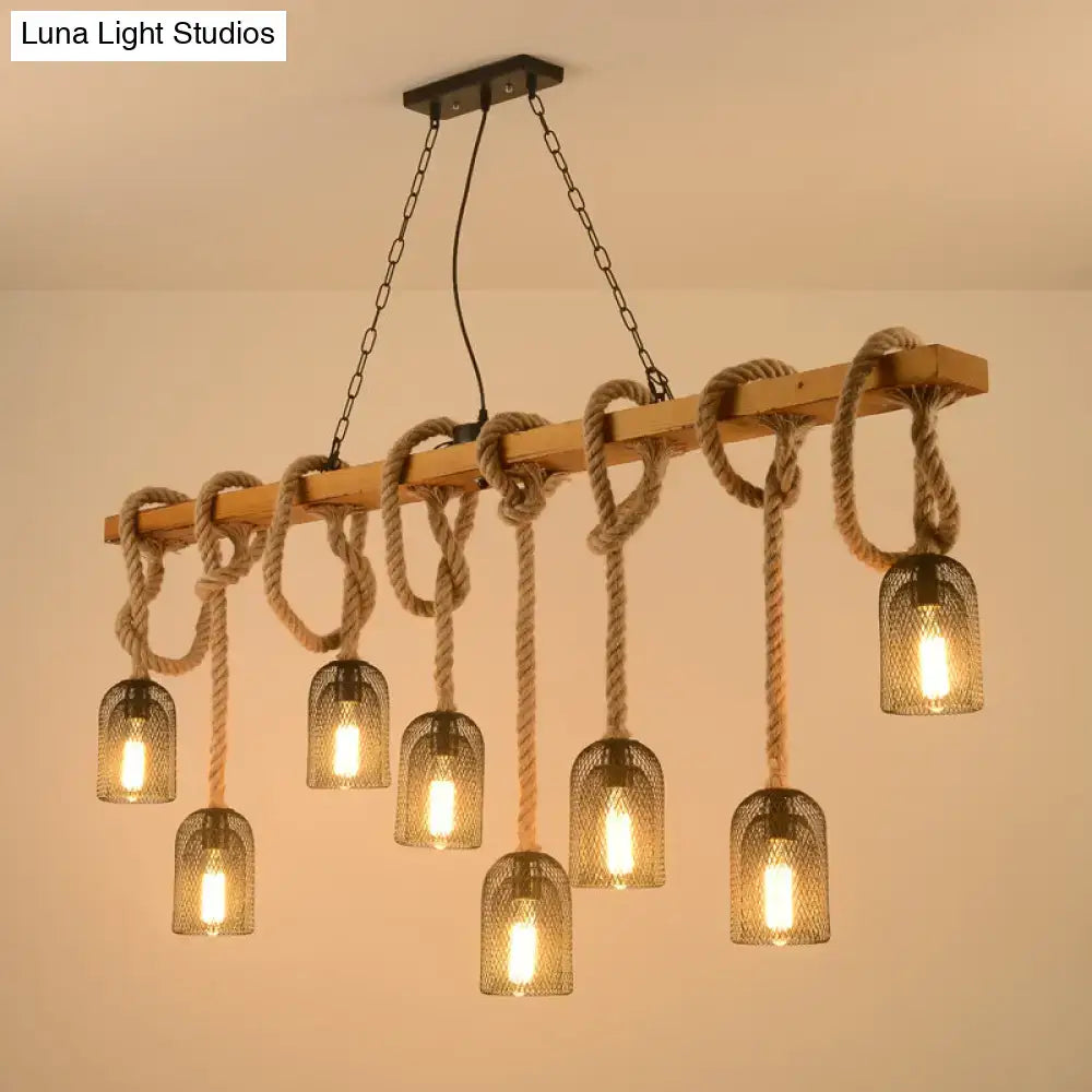 Rustic countryside mesh hanging pendant lamp dining room wood beam