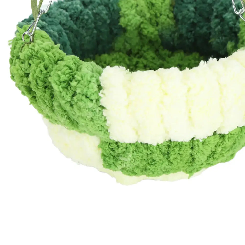 Green & cream coral fleece parrot hammock bed bedroom pet nest