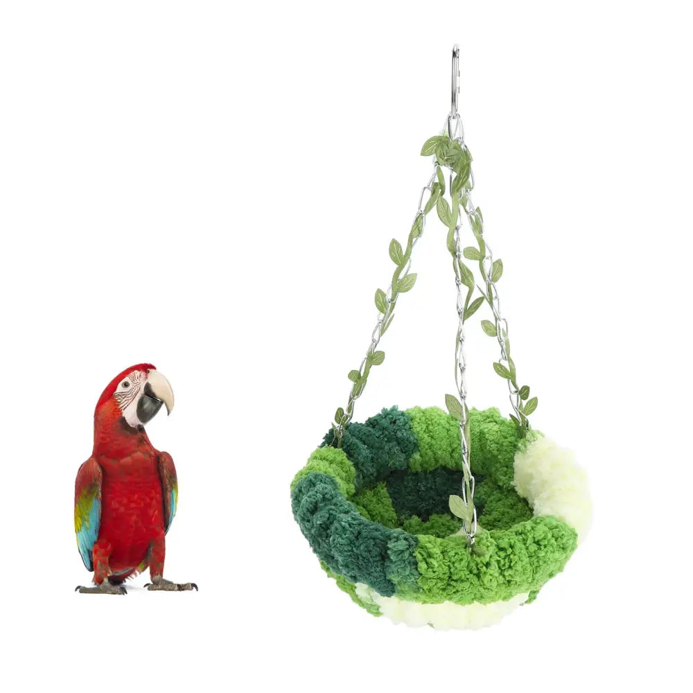 Green & cream coral fleece parrot hammock bed bedroom pet nest