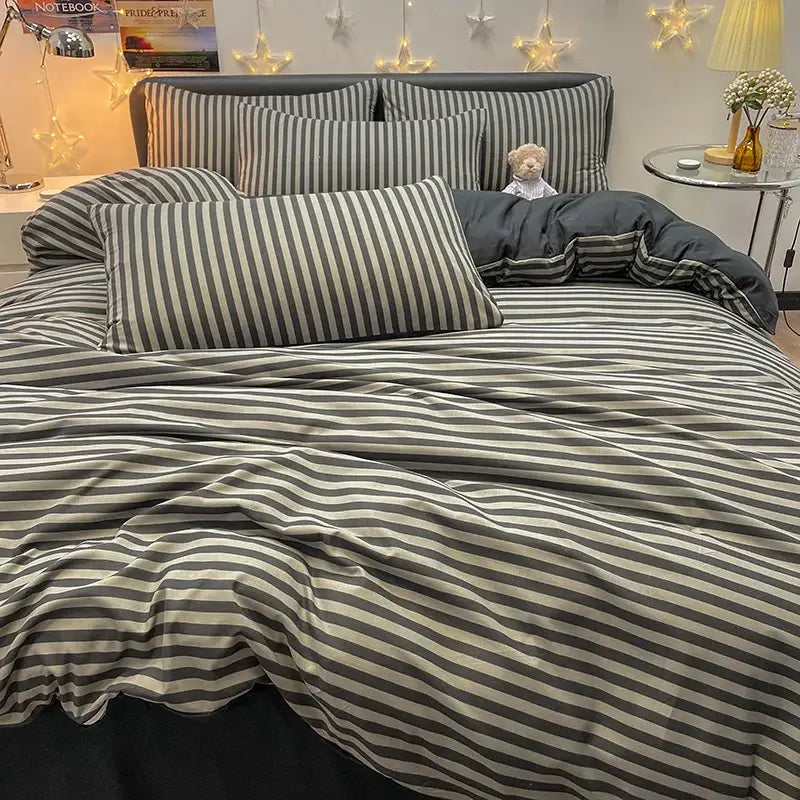 Nordic plaid muted green 1pc*duvet cover bedding set – bedroom