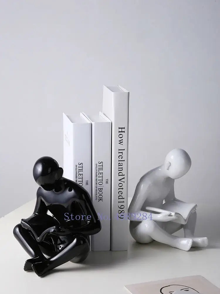 Decorbites creative ceramics glossy black reading figurine living room