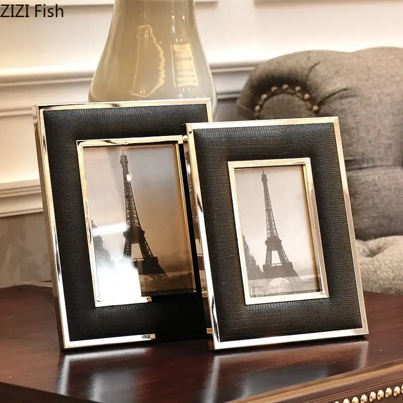 DecorBites™ Crocodile Leather Modern Photo Frame for Living Room Decor & Gifts