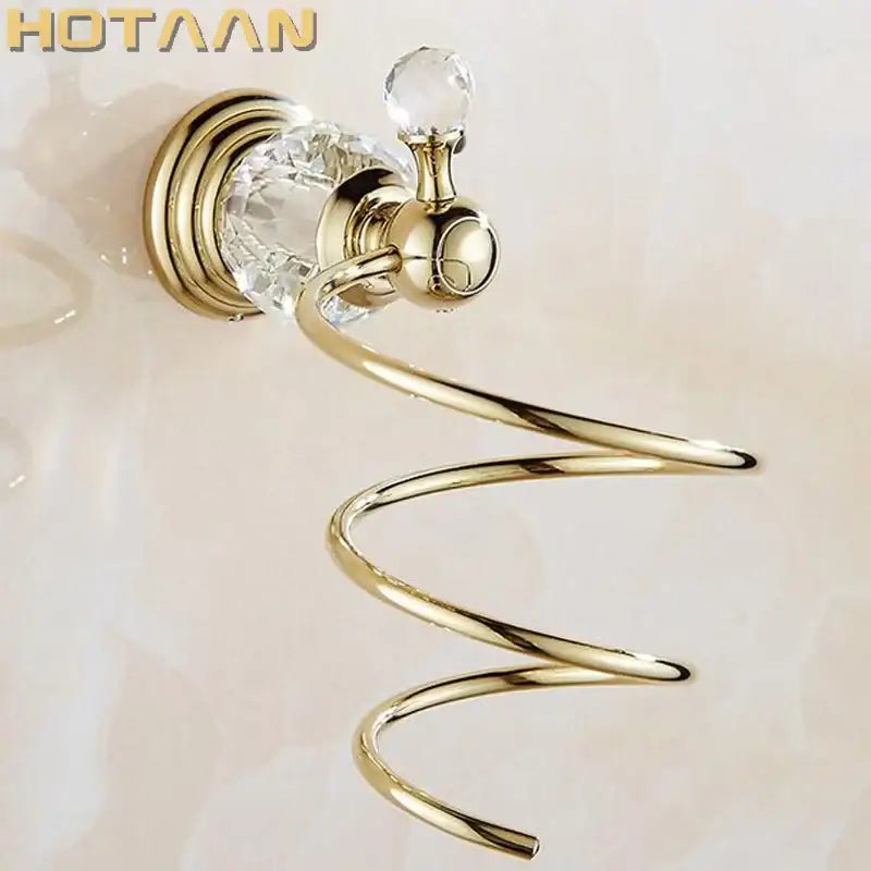 Decorbites crystal bathroom gold spiral stand hair dryer holder