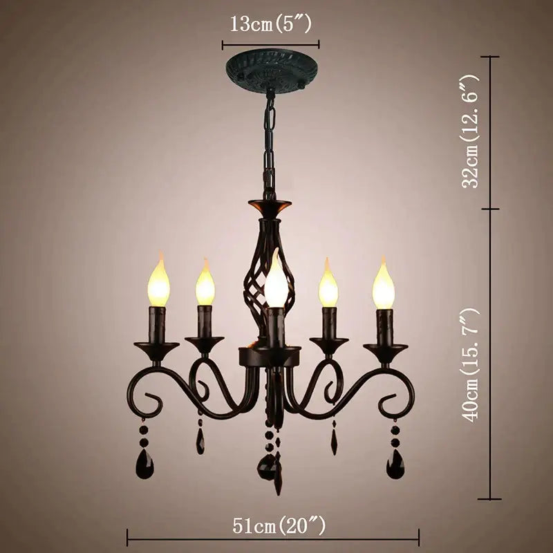 Decorbites crystal black chandelier for dining room candle style light