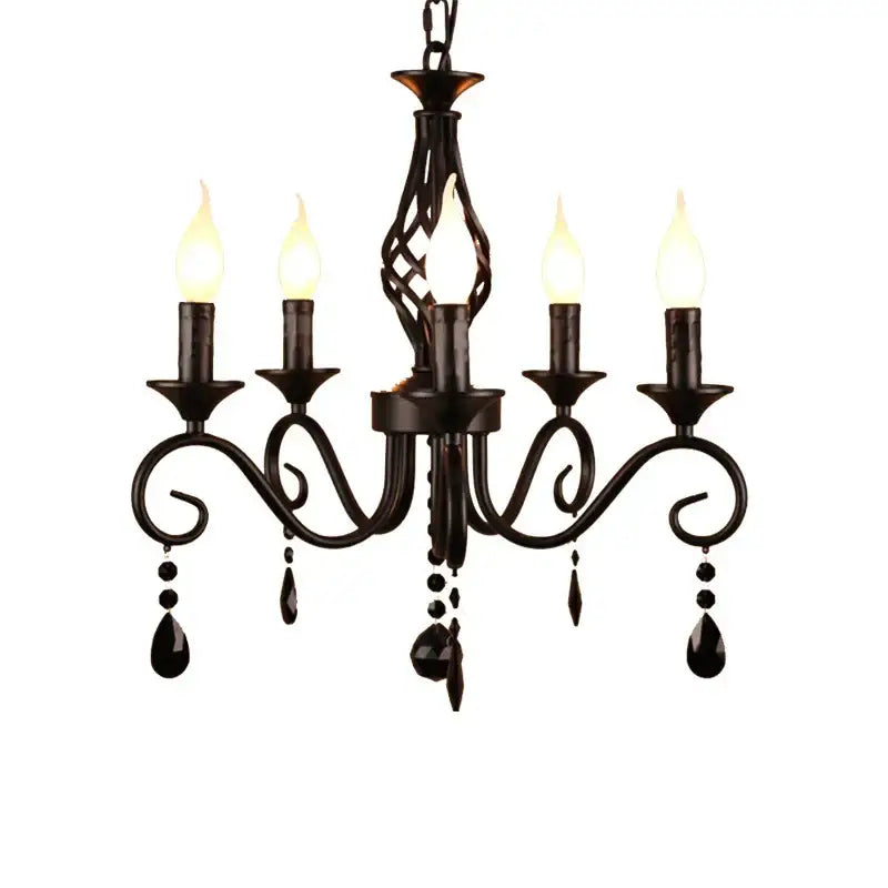 Decorbites crystal black chandelier for dining room candle style light