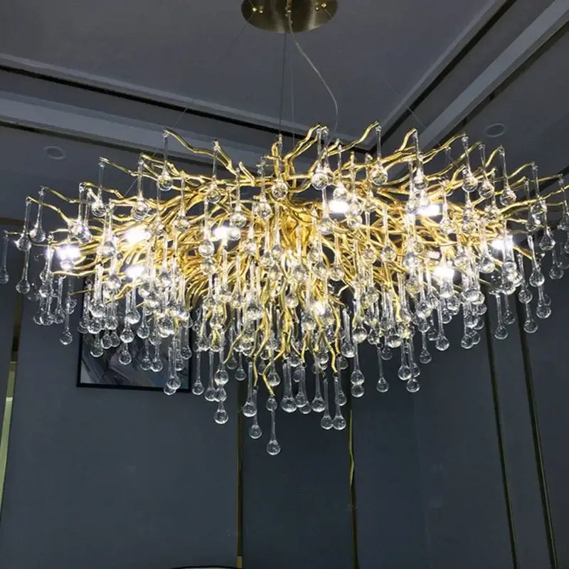Decorbites crystal branch chandelier for living room led pendant light