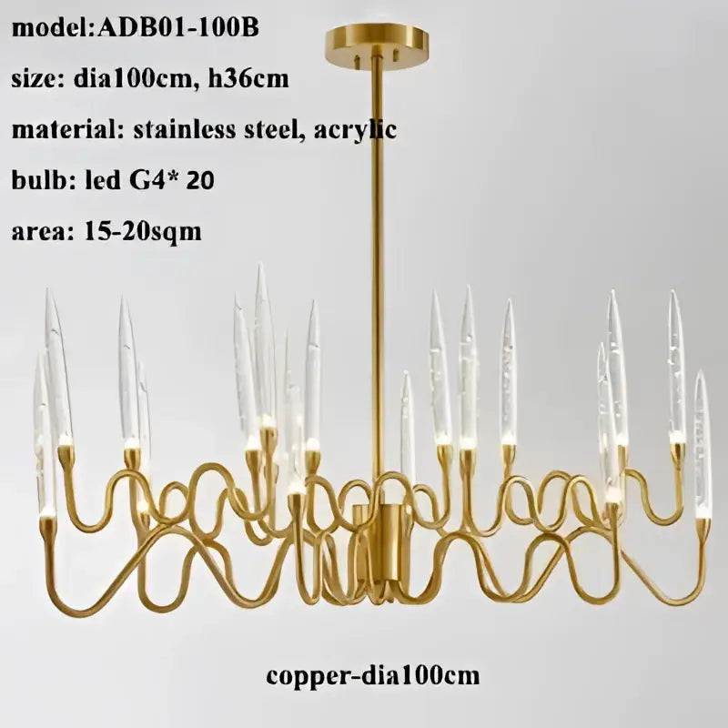 Decorbites crystal branch chandelier gold dining room led light
