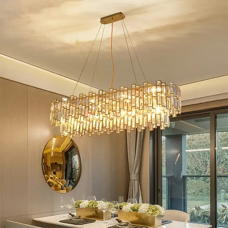 Modern gold crystal ceiling chandelier living room lighting