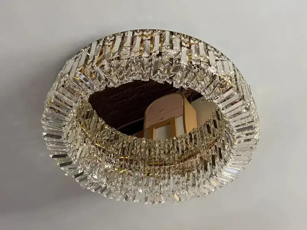 Modern double ring crystal ceiling lamp living room light