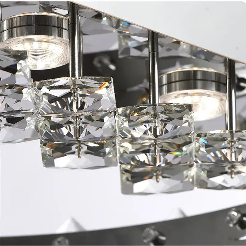 Modern chrome crystal ceiling lamp living room dimmable lighting