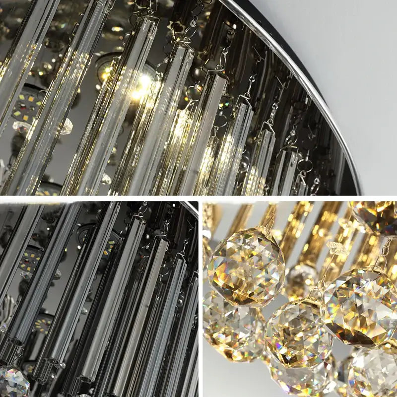 Modern black and gold crystal ceiling lamp living room chandelier