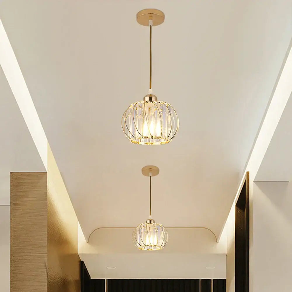 Modern gold crystal ceiling lamp for hallway and aisle decor