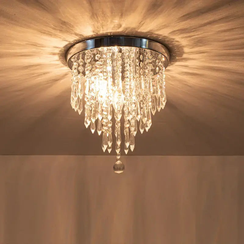 Elegant golden crystal ceiling light dining room teardrop chandelier