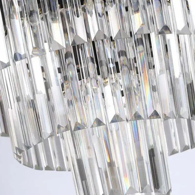Modern chrome tiered crystal ceiling light for living room