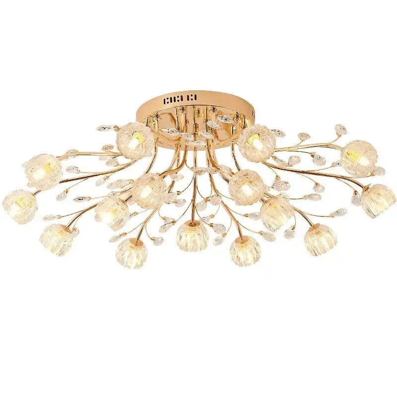 Modern gold crystal ceiling light living room branch fixture