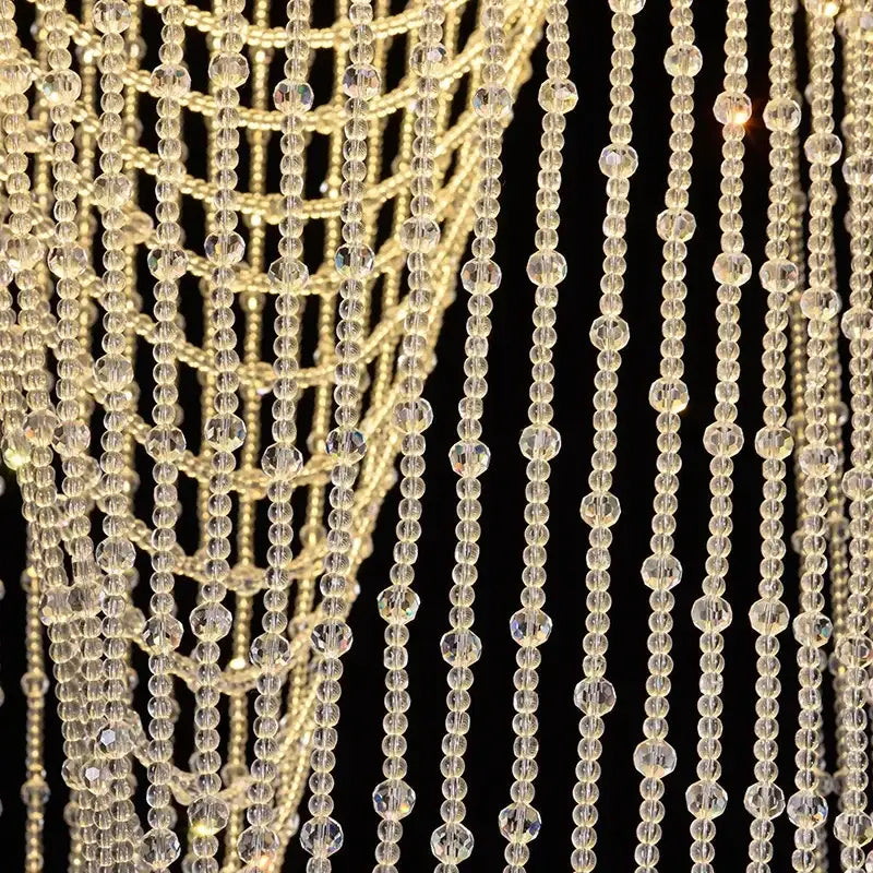 Elegant cascading crystal ceiling light for stairs and living room