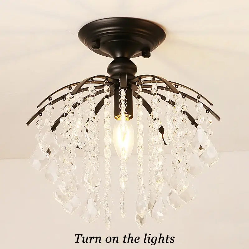 Modern black crystal ceiling light living room chandelier