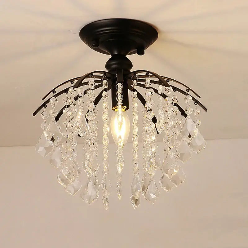 Modern black crystal ceiling light living room chandelier