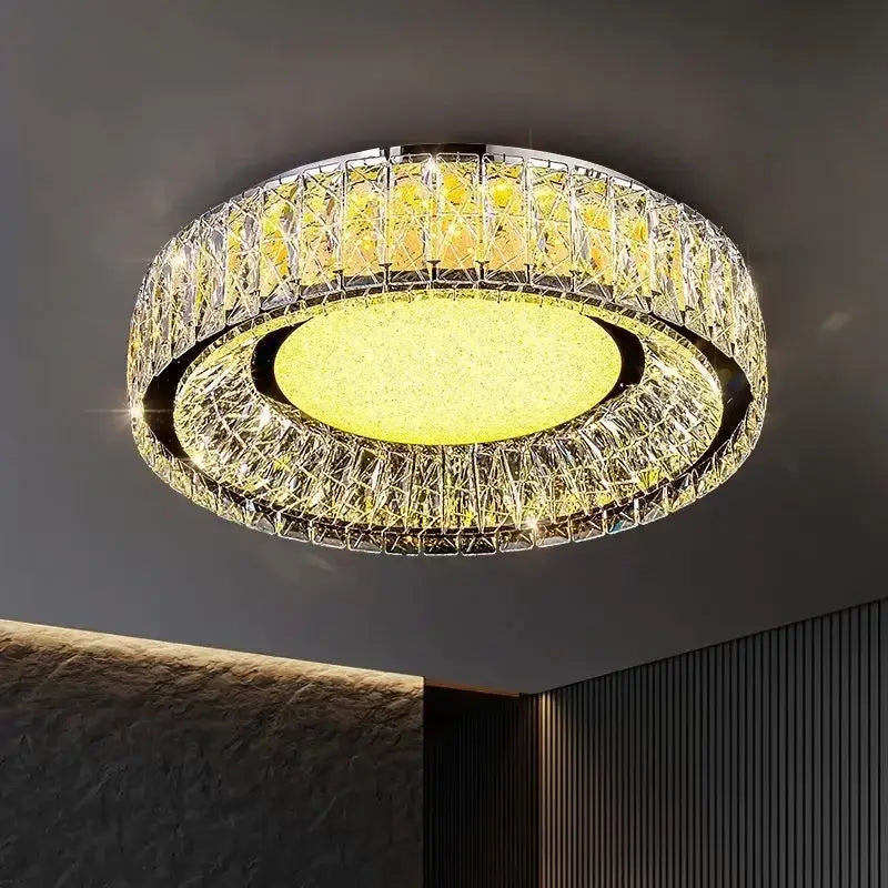 Modern luxury chrome crystal ceiling light for living room