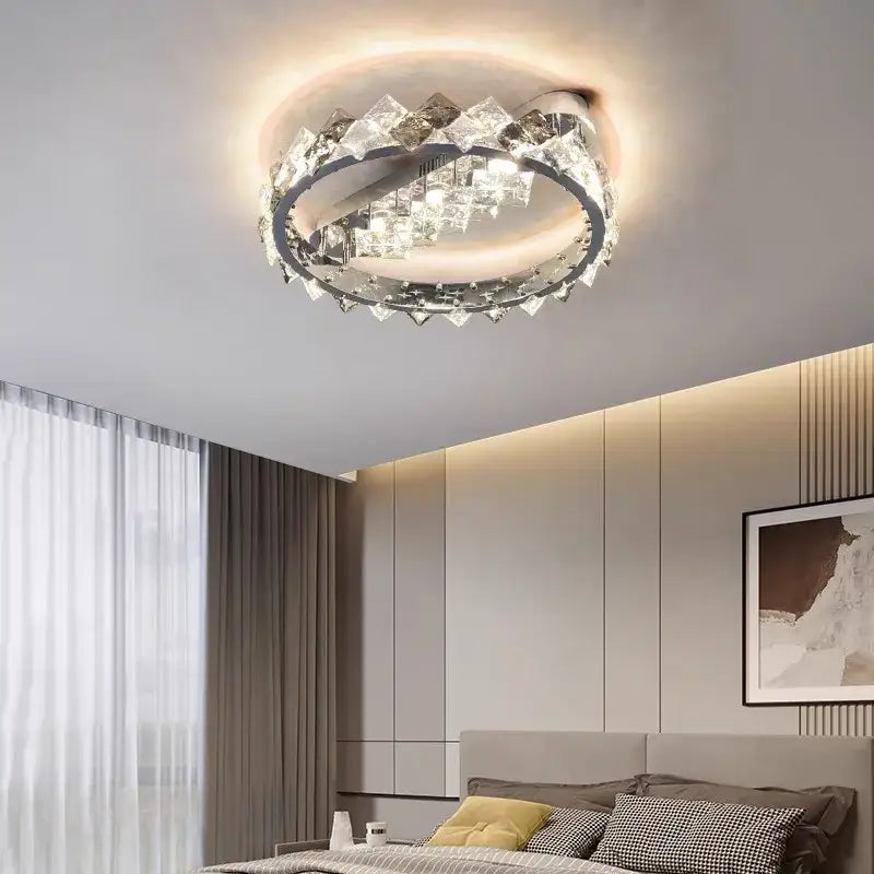 Modern chrome crystal ceiling light for living room