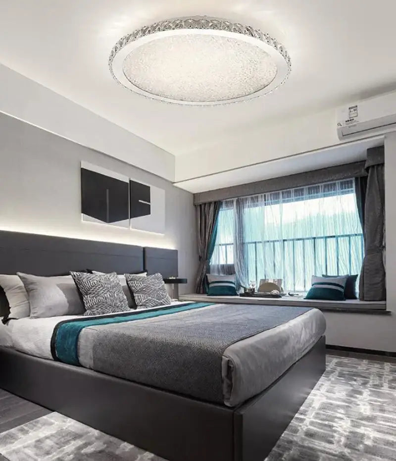 Modern crystal ceiling light with frosted glass for living room
