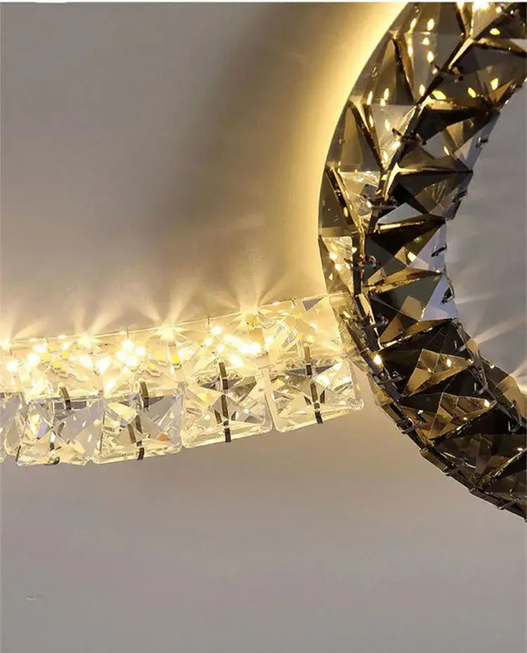 Modern 3 ring crystal ceiling lights led chandelier living room