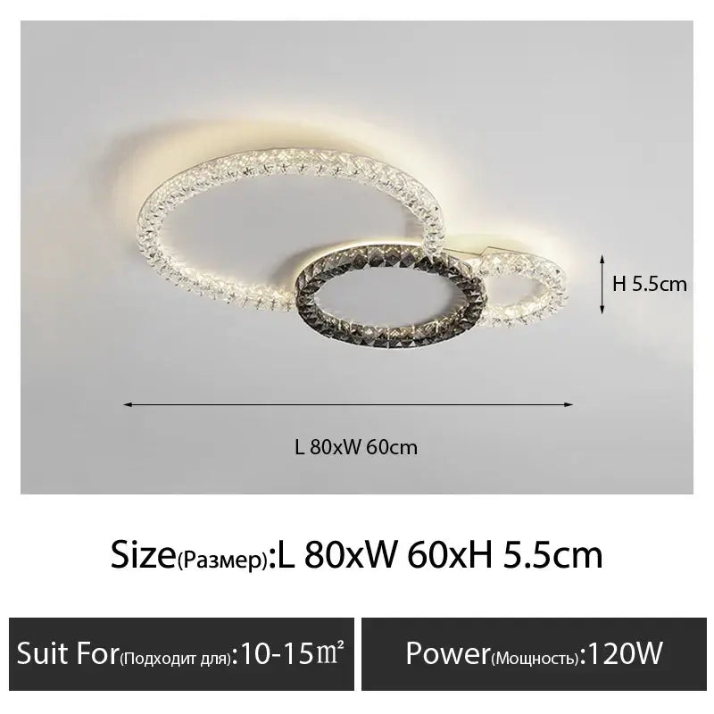 Modern 3 ring crystal ceiling lights led chandelier living room