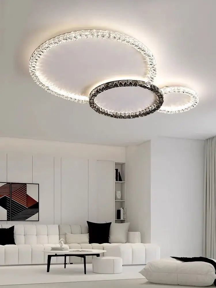 Modern 3 ring crystal ceiling lights led chandelier living room
