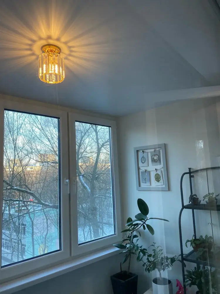 Modern black & gold crystal ceiling lights bedroom glass lamp