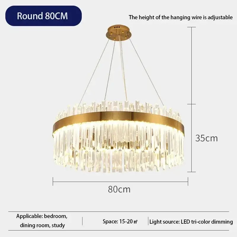 Modern gold crystal ceiling pendant light dining room chandelier