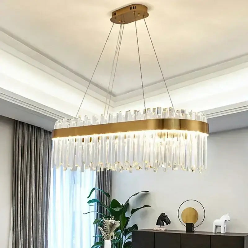 Modern gold crystal ceiling pendant light dining room chandelier