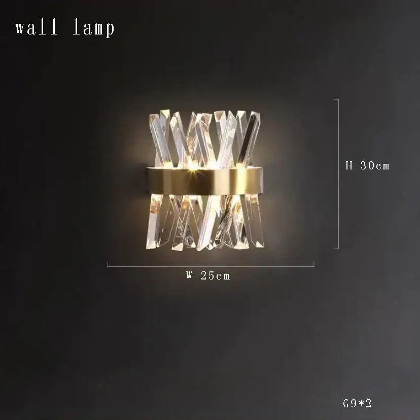 Modern copper crystal ceiling pendant light – dining room geometric glass
