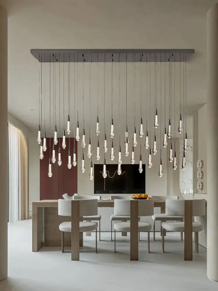 Modern crystal teardrop pendant lights for dining room