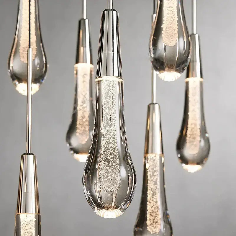 Modern crystal teardrop pendant lights for dining room