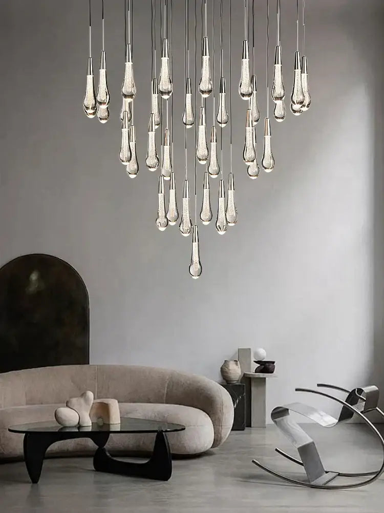 Modern crystal teardrop pendant lights for dining room