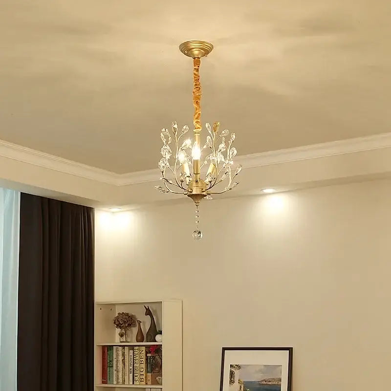 Rustic black crystal chain pendant chandelier for dining room