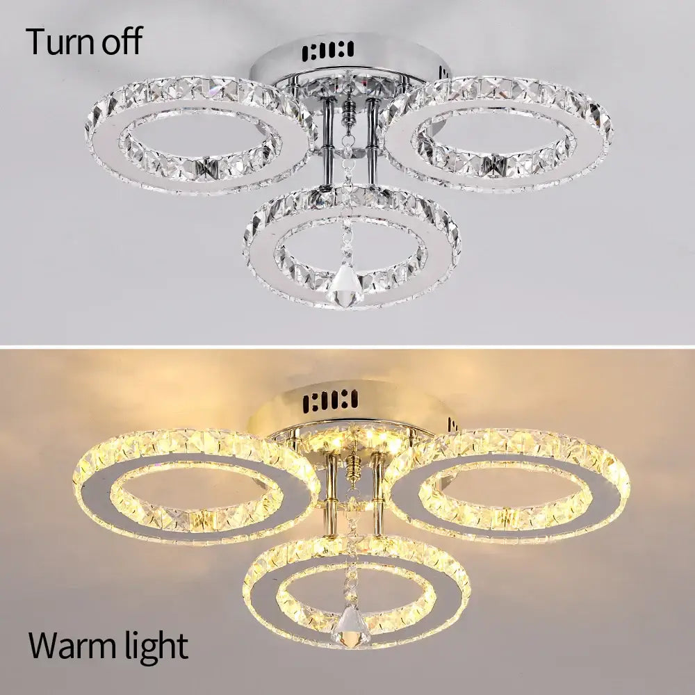 Modern gold decorbites crystal chandelier 3 ring living room light