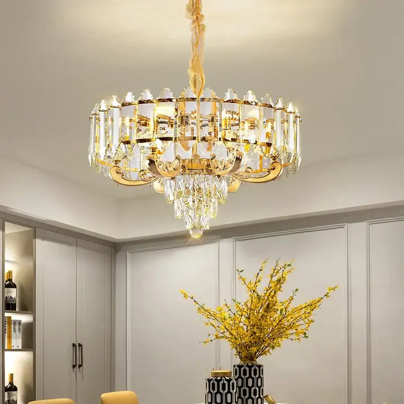 Luxury gold multi-tier decorbites crystal chandelier dining room light