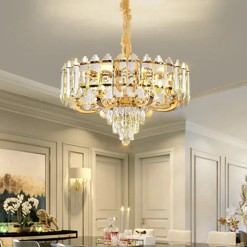 Luxury gold multi-tier decorbites crystal chandelier dining room light