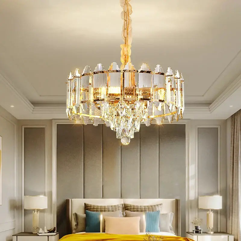 Luxury gold multi-tier decorbites crystal chandelier dining room light