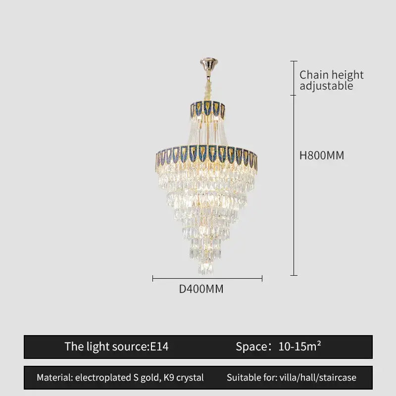 Elegant chrome multi tier crystal chandelier living room art
