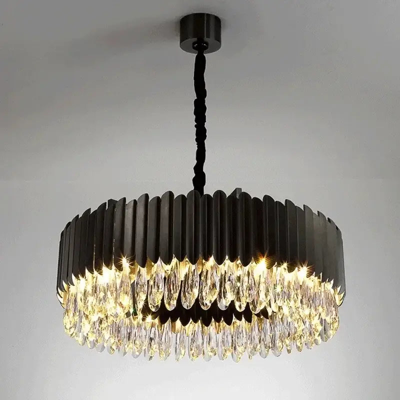 Modern black & gold decorbites crystal chandelier living room pendant light
