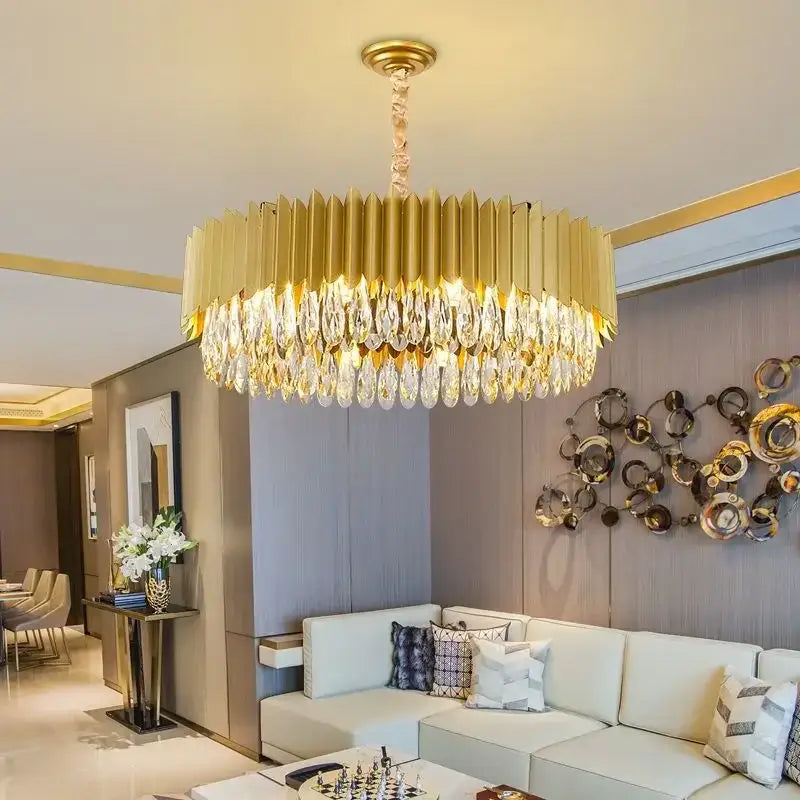 Modern black & gold decorbites crystal chandelier living room pendant light