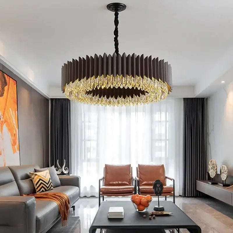 Modern black & gold decorbites crystal chandelier living room pendant light