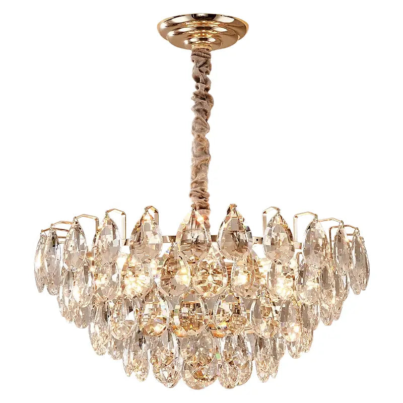 Gold teardrop crystal chandelier ceiling light for dining room